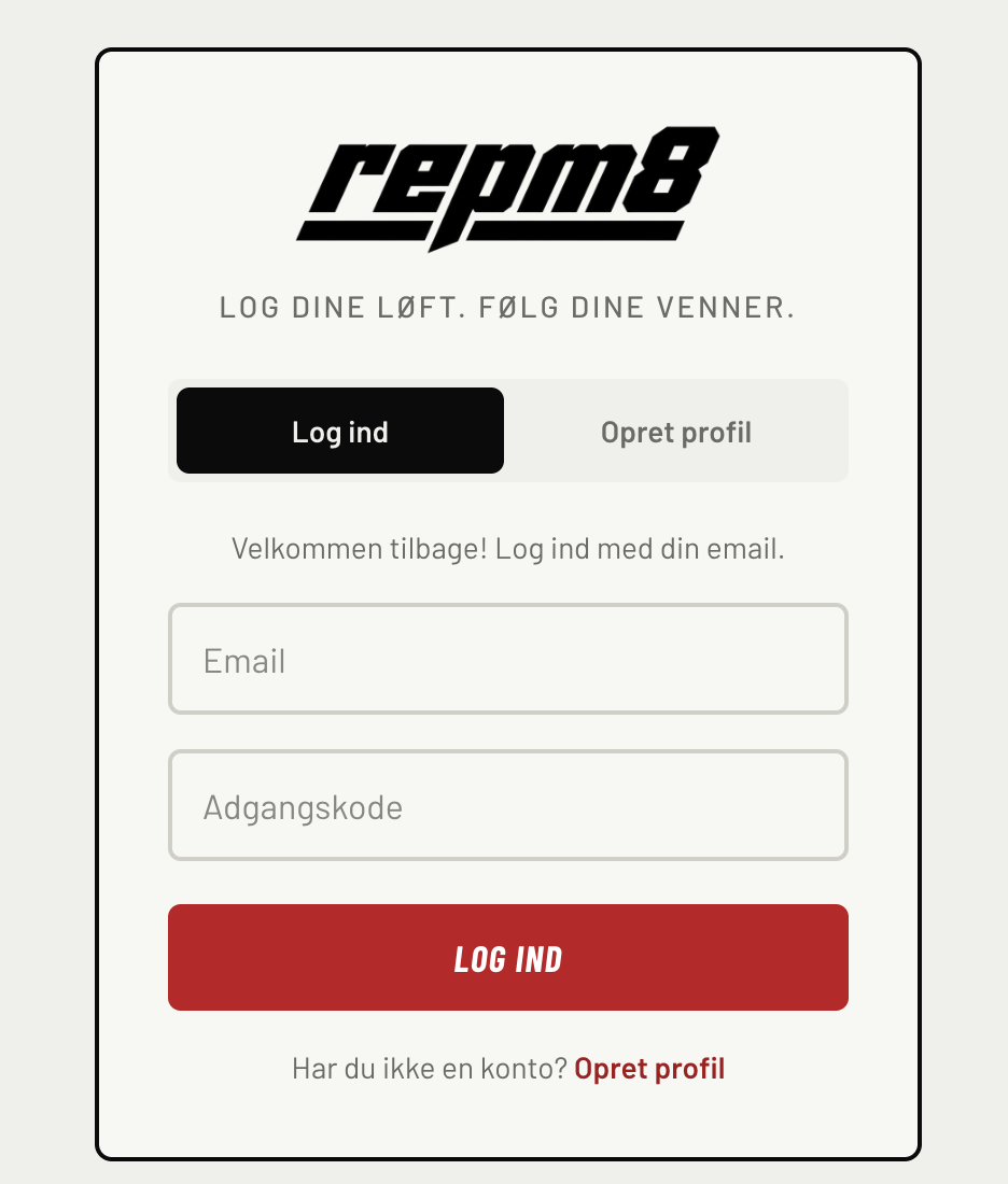 Screenshot of the repm8 login screen